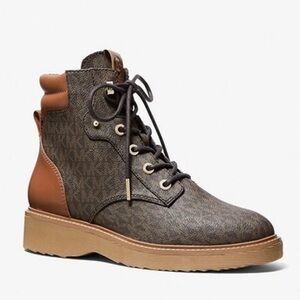 Michael Kors Trudy Brown Leather and Logo Booties Size 8.5 MSRP: $275.00